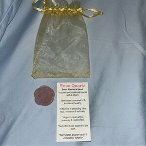 Gold Organza Gift Bag with Rose Quartz